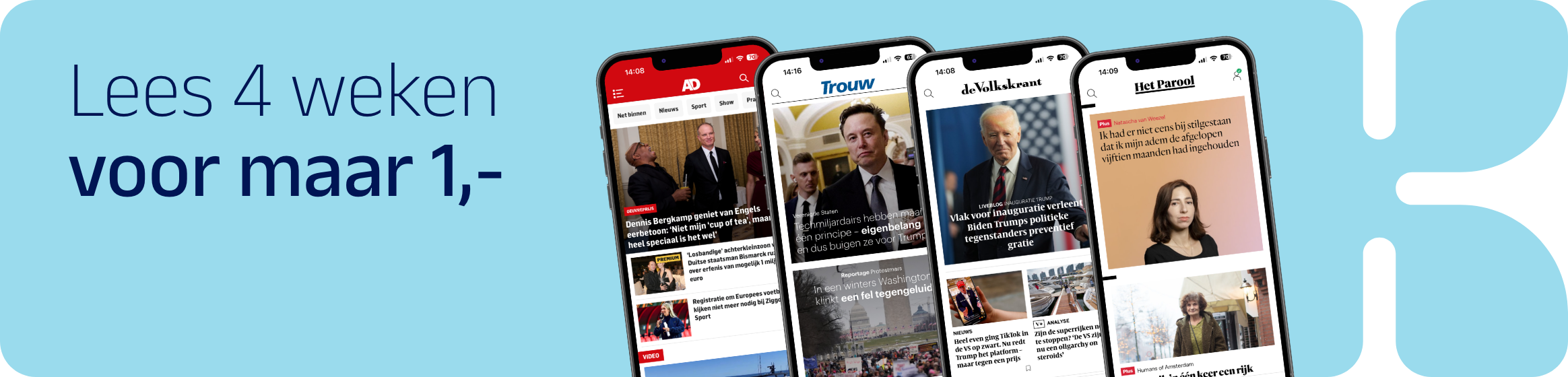 4 weken voor maar 1,-